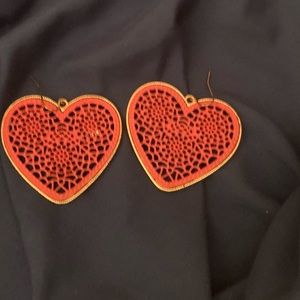 Betseey Johnson pink heart earrings mid-sized to large.